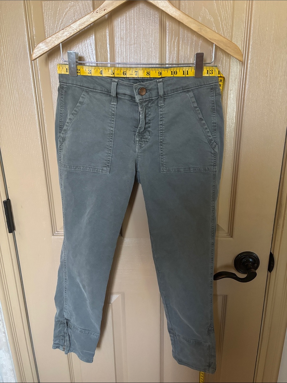 J Brand Cropped Utility Jeans in Washed Slate Gray
